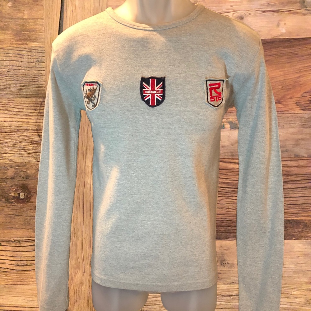🍁 SALE RG512 Embellished Gray Jersey Knit Long Sleeve T